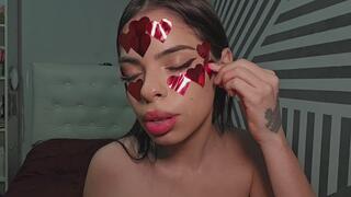 Covering face with stickers