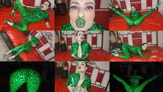 I seduce you with my glossy green minty lips and kisses and shiny latex
