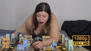 Dominant giantess drestroys the city