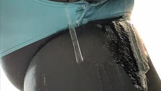 Overflowing Pullup in Black Pantyhose and Green Onesie