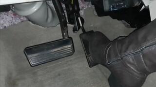 Evalynn Driving in heeled grey boots