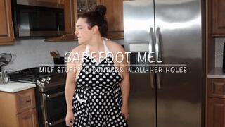 Barefoot Mel MILF Stuffs Cucumbers in All Her Holes