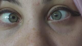 eye fetish very close up in cosplay costume in 4k