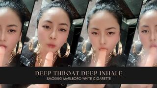 Custom - Deep Throat and Deep Inhales - Smoking Marlboro White Cigarette -