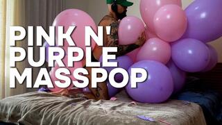 Looner Pops Huge Column of Pink and Purple Balloons