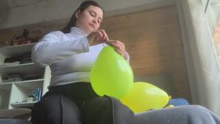 Inflating and playing with my balloons