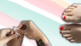 I remove the old polish from my nails and paint them red