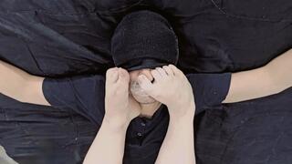 Nose pinching with stinky feet