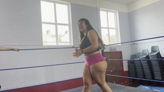 Mixed wrestling female foot domination