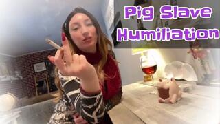 Pig Slave Humiliation - Smoking wSubtitles