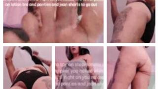 NAKED stepMOMMY CHANGING Spying on StepMoms Hairy Bush and Big Boobs pov you shrunk to spy on stepmommy after a shower towering and stomping over you naked with her huge soles she bends down and FARTS right on you naked in a towel putting on lotion bra a