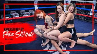 Nara, Mel Fire and Ary knock Hex out with their butts (1080 EN-sub) Facesitting - Ass Smother - Mixed Wrestling - Fantasy Wrestling - Boxe Ring