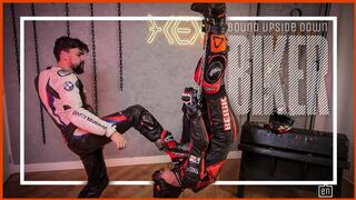 Hex caught and traps Caio upside down in biker suit (1080p ENG-sub) Chain Bondage - Bondage Male - Gay Bondage - Gay Domination - Male Domination