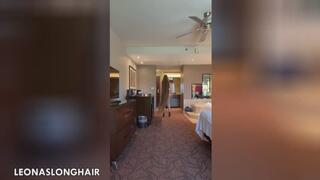 Ultra Length Long Hair "Display" Wearing 6 Inch Heels And A Blue Lace Teddy