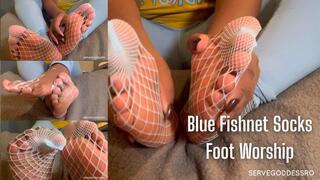 Blue Fishnet Socks Foot Worship - Royal Ro sensual domination hd mp4 1080p