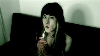 Smoking a Marlboro in vintage style