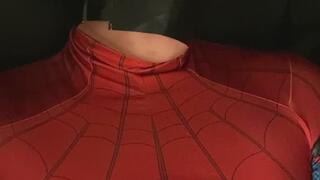 Spidey gagged and enjoying himself