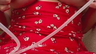 Pumping in a beautiful sundress