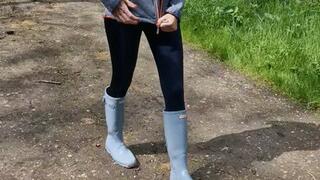 Carina strip at the woods with Hunter and Nylons