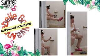 ADORABLE HELLO KITTY BRA DEBUT W YOGA PILATES DEMOS ON THE TOILET WHILE I PEE DETOX AND FEED