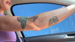 Driving 70mph and Stroking my Girl Cock Until I Cum