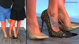 Goddess Amber & Miss Lucy - Feeding You Fresh Cum From The Soles Of Our Muddy Stiletto Heels - 200 Split Cam - Cock Face Busting Trample Trampling CBT Crushing Crush Ballbusting Shoejob Footjob