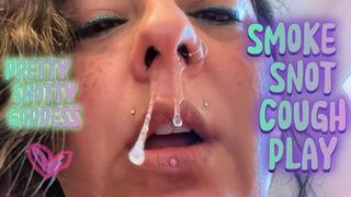 Snot Play - Pretty and Snotty Goddess : Watch Malory Cough, Snot, Spit, Sweat - Belly View of Jiggle While Coughing