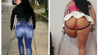 Ampute SAK super hot crutching with high heel boot