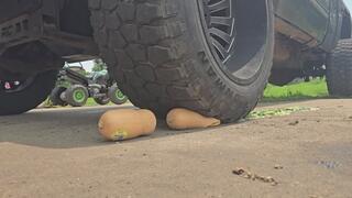 Veggie runover by big truck