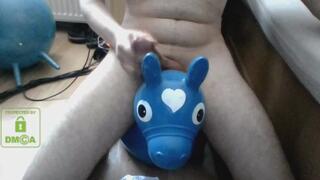 cum on blue rody inflatable hopper toy