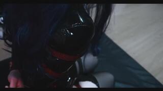 Transvestite Series:Suspender black silk bunny girl