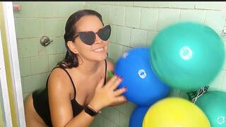 Taking a shower with balloons looks like this but it gets better