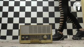 Old historical Radio under Seakers (floor View)