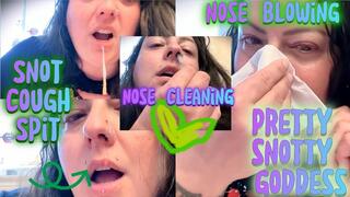 Cough, Blow, Pick — The Holy Trinity - Join Malory Your Snot Goddess as She Gets Messy with Snot, Spit & Blows her Nose in a Tissue Before Cleaning With a Mascara Wand