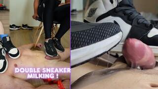 Double Sneaker Milking - Made to Surrender Under Their Dirty Soles - Lytta and Mia - FOOT DOMINATION - FEMALE DOMINATION - FEMDOM - CBT BONDAGE FOOTJOB - CUMSHOT - SHOEJOB MOV