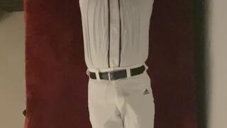 Baseball player spread eagle