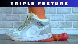 Triple Feeture - Cum Twice Under The Soles Of My Dirty Worn Trainers - T5 Bug Cam - Cock Balls Trample CBT Trampling Crushing Crush Ballbusting Shoejob Footjob CumshotShoe Foot Feet Trainer Fetish