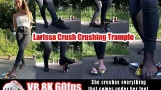 VR 3D 8K 180 60 fps | Larissa Crush Crushing Trample: She crushes everything that comes under her feet Here she crushes a few cardboard boxes with her Nikes, nylons, and barefoot