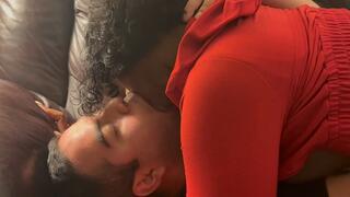 Mature Ebony MILF Black Diamond Deep Kissing Session with Young Latino | Interracial Tongue Sucking | Complete