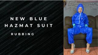 new blue hazmat suit rubbing