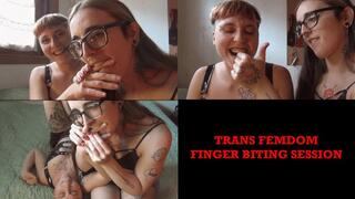 Trans femdom finger biting session