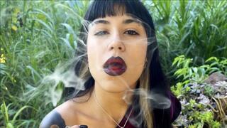 Deep inhales outdoors