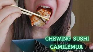 chewing sounds when eating sushi