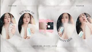 ASMR Sound of Misty 120s - Smoking Misty 120s in Fur coat - Braless - Audible smoking