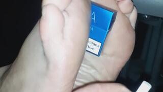 Wife try to hold the box with her bare feet while I tickle her soles