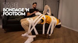 Hex turn Tonny into his new footrest furniture by tape bondage (1080 ENG-sub) Bondage Male - Gay Foot Domination - Gay Bondage - Sneaker Fetish - Tape Bondage
