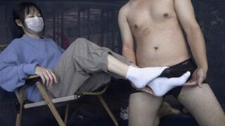 Pantene goddess humiliates and toys with her teacher by stepping on his penis with her smelly socks!