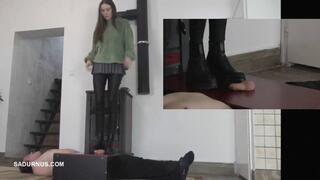 The orgasm of a slave under Mistress Cassy's boots Pictures in pictures wmv