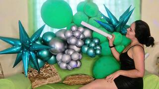 2pov: Smashing latex and foil balloons in my leather dress and a sharp friend