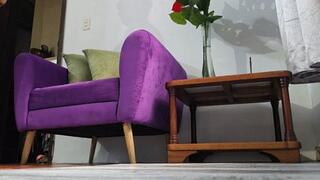 Milah tantalizing dangling on elegant dress with pointing toes